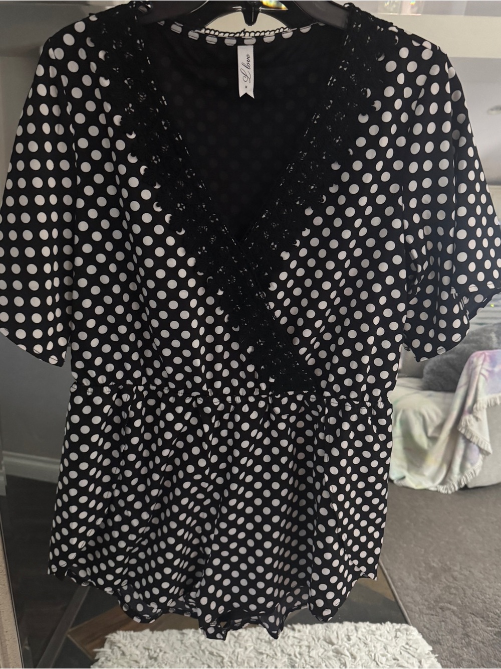 New Black & White Polka Dot Romper